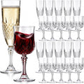 Sliner 24 Pack 8 oz Plastic Vintage Champagne Flutes and 7 oz Wine Glasses, 12 Champagne Glass, 12 Plastic Goblet Cups Unbreakable Crystal Water Glassware for Party (Clear)