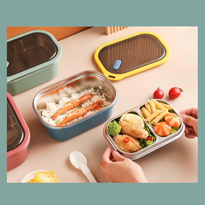 1200ml & 1500ml Lunch Box Food Lunch Containers with Spoon Chopsticks & Soup Bowl Adult Kids Bento Lunch Box with Tableware Removable Liner, for School Office Picnic
