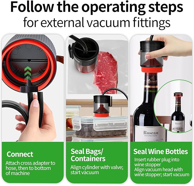 Electric Mason Jar Vacuum Sealer Kit for Wide and Regular Mouth Jars - Vacuum Sealer Machine with -80kpa Suction, Automatic One-Button Operation for Food Storage