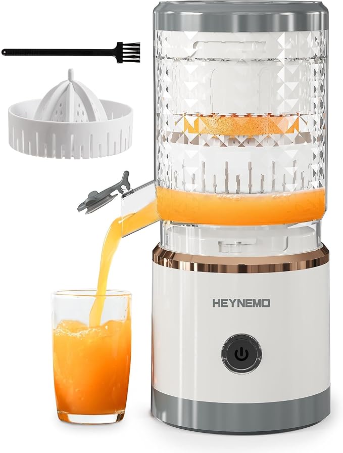 Portable Electric Orange Juicer, Rechargeable Citrus Juicer with USB-C Charging, Automatic Orange Squeezer Machine, 8oz Fresh Juice Capacity, Easy Clean Compact Juicer for Home & Travel
