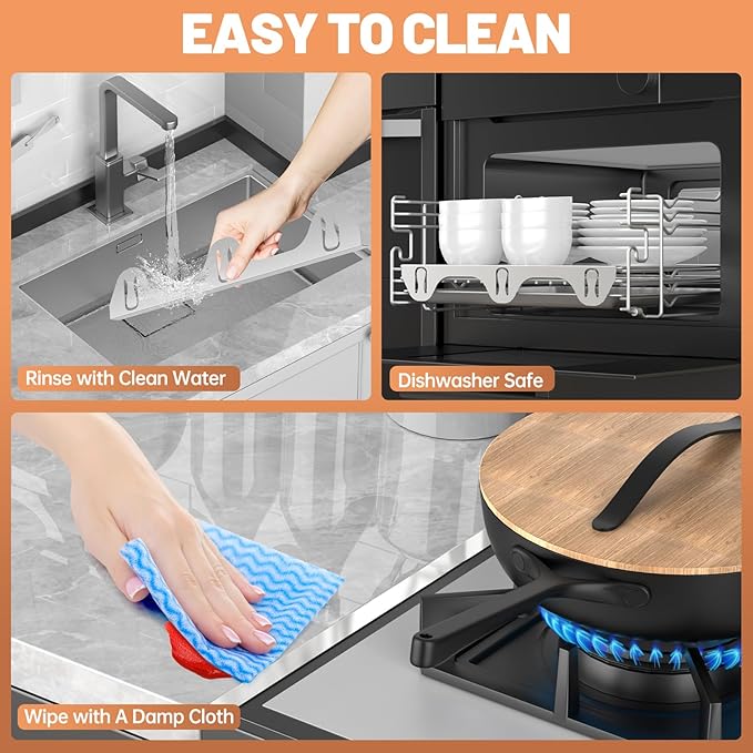 Stove Gap Covers 316 Stainless Steel,Stove Gap Filler,Heat-Resistant Oven Side Gap Filler,Between Stove and Counter Slide In Range Trim Kit for Kitchen,2 Pack (23.2” Silver)