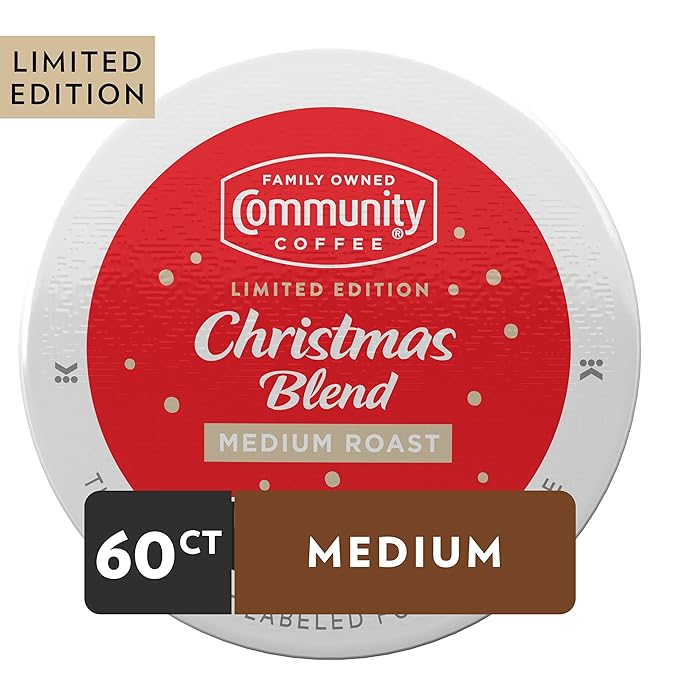 Community Coffee Christmas Blend 60 Count Coffee Pods, Medium Roast, Compatible with Keurig 2.0 K-Cup Brewers(Pack of 1)