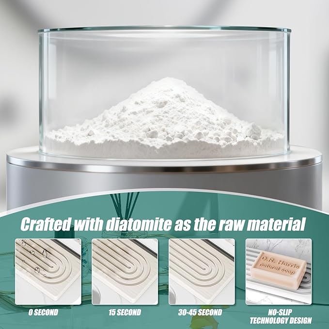 Stone Faucet Mat - Prevent Moisture & Quick Dry, Diatomite Stone Drying (Includes Silicone Feet), for Kitchen and Bathroom Faucets (1 PCS Diatomite Stone Drying Mat)