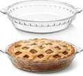 Uiifan 2 Packs 9 Inches Mini Glass Pie Pan for Baking Clear Pie Plate with Handles Round Glass Dish for Baking and Serving, Snacks, Salads, Desserts