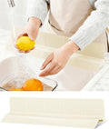 Kitchen Sink Splash Guard 18" 23" Self-Draining Silicone Water Guard with High Splash Wall & Strong Suction Cups for Faucet, Countertop & Sink Edge, Keeps Sinks Dry, Dishwasher Safe,Cream