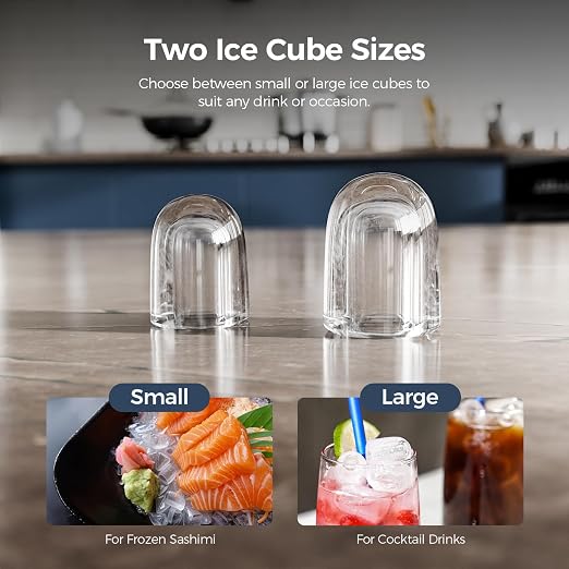 Electactic Ice Makers Countertop,26Lbs/24H,9 Cubes in 6 Mins,Portable Ice Maker Machine with Self-Cleaning,2 Sizes of Bullet Ice,Perfect for Home Kitchen(Grey)