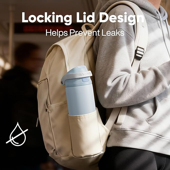 ENCOOL Leakproof Insulated Water Bottle with Straw Dual-Sip Water Bottle Bag-Safe Design for Work, Commute & Gym – Keeps Drinks Cold All Day, 32 oz, Sand Beige