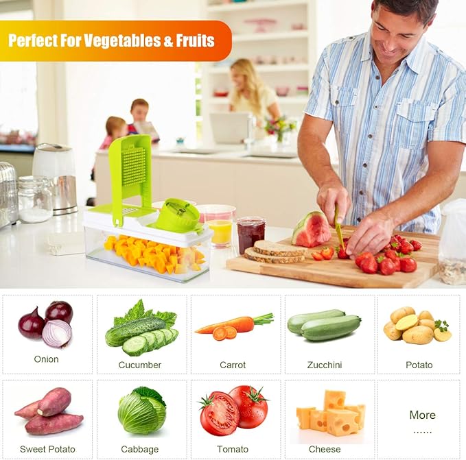 Vegetable Chopper Pro Onion Chopper Dicer Slicer Cutter Manual - Vegetable Spiralizer Mandoline Slicer Food Veggie Kitchen Fruit Chopper Heavy Duty