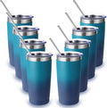 Volhoply 20oz Stainless Steel Tumbler with Lid and Straw Bulk 8 Pack,Double Wall Insulated Travel Iced Coffee Mug Fits Cup holder,Powder Coated Cups for Cold Drinks,Christmas Gifts（Dark Night,8 Set）