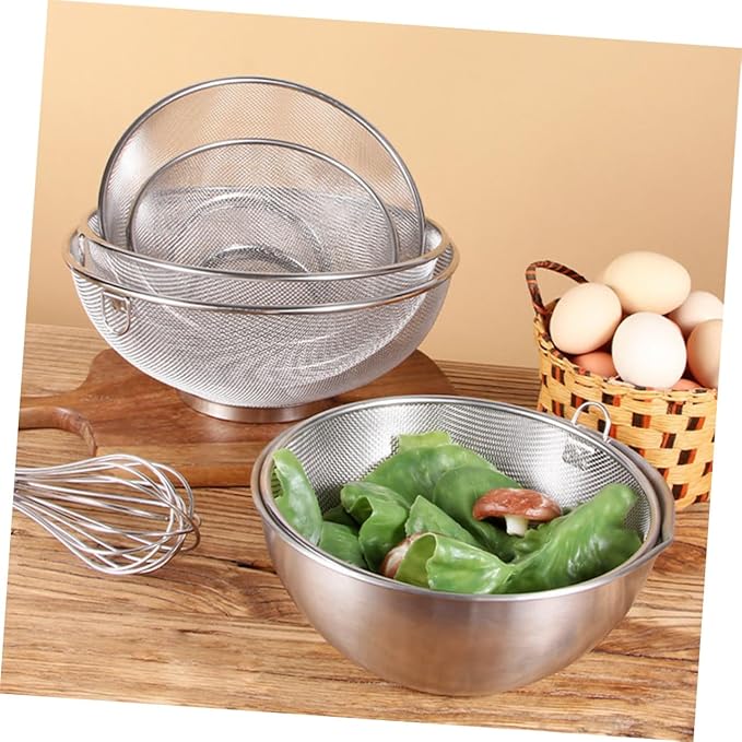 Cabilock Stainless Steel Rice Washing Strainer Fine Mesh Kitchen Colander for Vegetables and Fruits and Compact Design for Easy Storage for Home Cooking