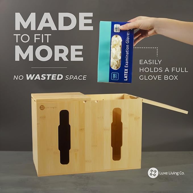 2-in-1 Bamboo Plastic Bag Holder and Trash Dispenser – Large Capacity Storage for Kitchen Cabinet, Under Sink Storage, Pantry Organizers, Laundry Room Organization, Kitchen Must Haves 2025