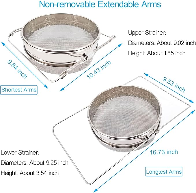 Stainless Steel Double Sieve Honey Strainer Filter for 5 Gallon Buckets Honey Extractor Equipment