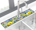 Kitchen Sink Splash Guard Faucet Mat Super Absorbent Fast Drying Mat Sink Gadgets Splash Guard Behind Faucet Drip Catcher for Kitchen (Lemon, 23.5x5.5in)