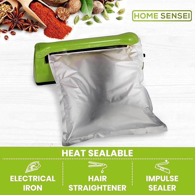 60pcs 1 Quart Mylar Bags for Food Storage - ExtraThick 10 Mil - Smell Proof Mylar 1 Quart - Stand-Up Zipper Pouches 7" x 10" - Small Bags for Food Storage - Heat Sealable