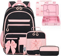 DIGOBAY Girls Backpack - Kids Bento Box Set with Insulated Lunch Bag, Cutlery and Pencil Case, 6 Leak-Proof Compartments, Removable Tray for Girls Teens School Picnic