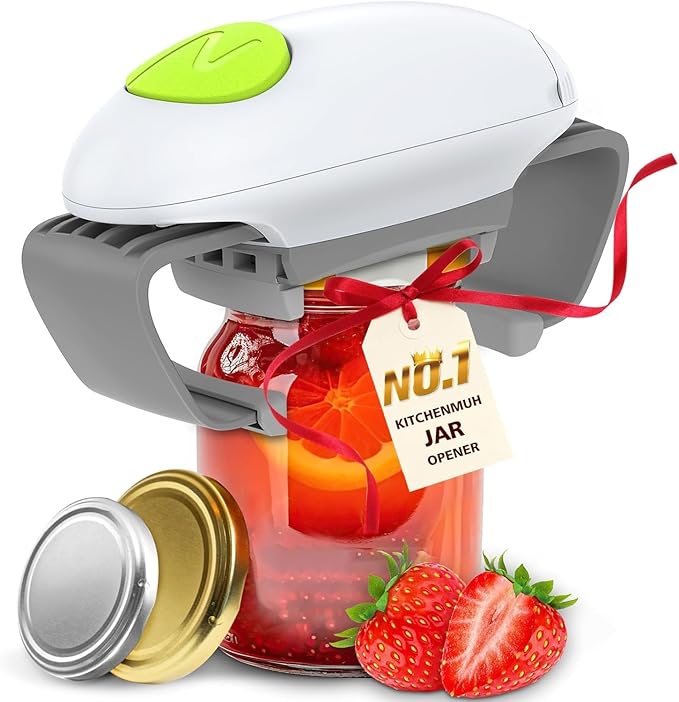 Higher Torque Electric Jar Opener for Seniors with Arthritis Fit Almost Jars Size, and 4-in-1 Jar Opener, 5-in-1 Bottle Opener & 3-in-1 Wine Opener for Weak Hands & Seniors