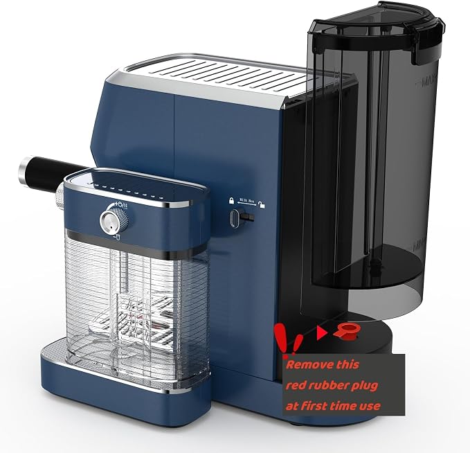 MAttinata Cappuccino Machine, Espresso Machine with Automatic Milk Frother | Compact Coffee Maker, 20 Bar Italian Pump, Adjust Hot Milk Foam, Barista Latte Art, Small for Home, Stainless Steel, Blue