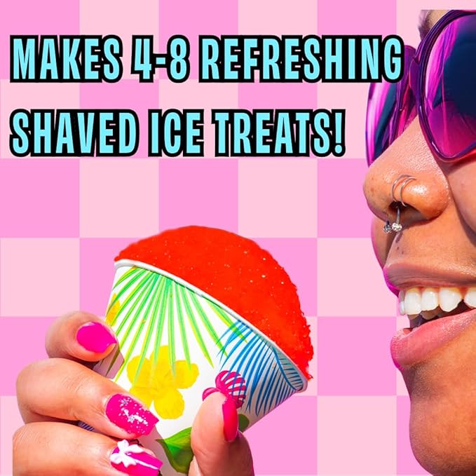 Hawaiian Shaved Ice Pink Bubble Gum Syrup - Nut Soy Dairy Free - Flavor Fluffy & Crunchy Snow Cones - Shelf Stable - Makes 8 Servings - 16 ounces