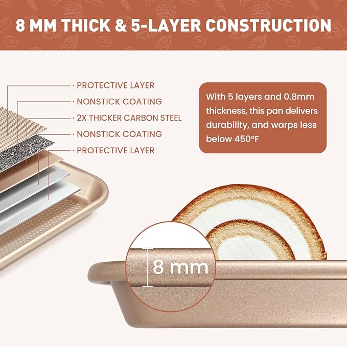 2 Pack Baking Sheets with 2 Wire Racks & 50 Pre-Cut Parchment Papers | Heavy Duty Nonstick Cookie Pans (17.5"x11.8") | Warp-Resistant Oven Roasting Set for Meal Prep & Holiday Gifts