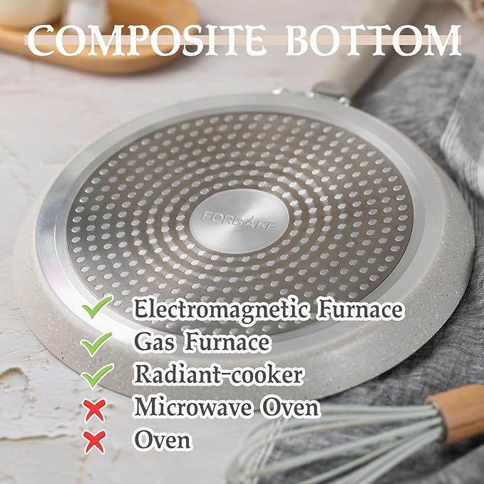 9 Inch Crepe Pans with Spreader & Spatula, 2 Set Nonstick Granite Coating Dosa Pan, Aluminum Alloy Pancake Flat Skillet Tawa Griddle, Stay-Cool Handle, Induction Compatible Bottom