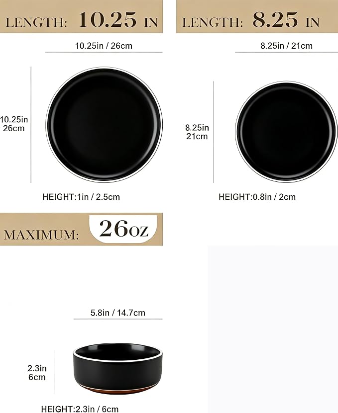 Plates and Bowls Sets,12 Pieces Round Porcelain Dinnerware Sets,Dishes, Plates, Dishware Sets,Chip Resistant Ceramic Dish Set Dining Dinner Ware Service for 4