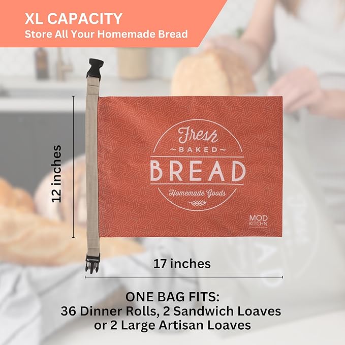 Reusable Bread Bags for Homemade Breads – 2-Pack XL Sourdough Bread Bags | Keeps Sourdough Fresh for a Week | Freezer Safe Reusable Container Storage for Sour Dough and Artisan Loaves