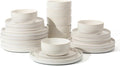 Frewinky Ceramic Dinnerware Sets for 8, Round Reactive Glaze Porcelain Plates and Bowls Sets, Scratch Resistant Modern Dishes Set, Dishwasher & Microwave Safe, Service for 8-White