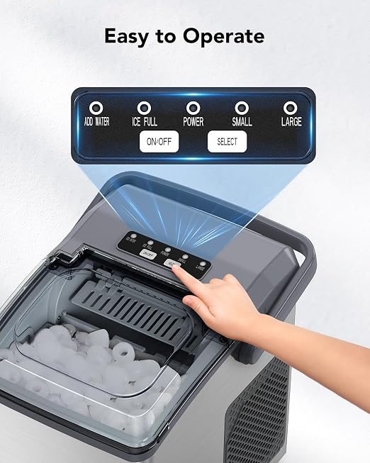 Ice Makers Countertop - Ice Maker Machine 6 Mins 9 Bullet Ice, 26 Lbs/24 Hrs, Portable Countertop Ice Maker with Self Cleaning Function, Ice Maker for Home/Kitchen/Party, Stainless Steel