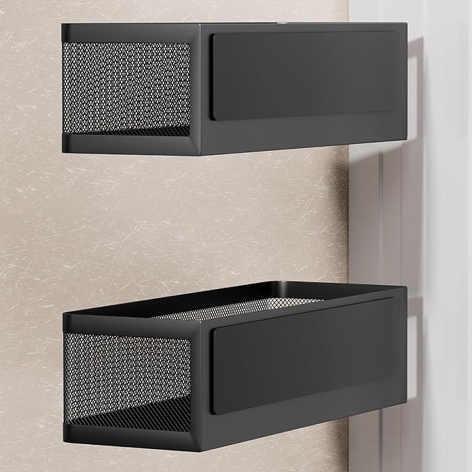 2-Pack Laundry Room Organization, Magnetic Shelves with Tall Guardrails to Prevent Falling - Strong Magnet Organizer for Washing Machine, Refrigerator, Kitchen & Pantry