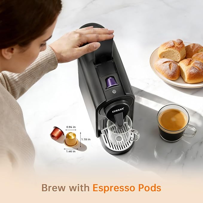 CHULUX Upgrade Bafè-Pro Espresso Machine for Nes Original Pods, 20Bar Rapid Extraction Home Espresso Coffee Maker for Espresso & Lungo, Black