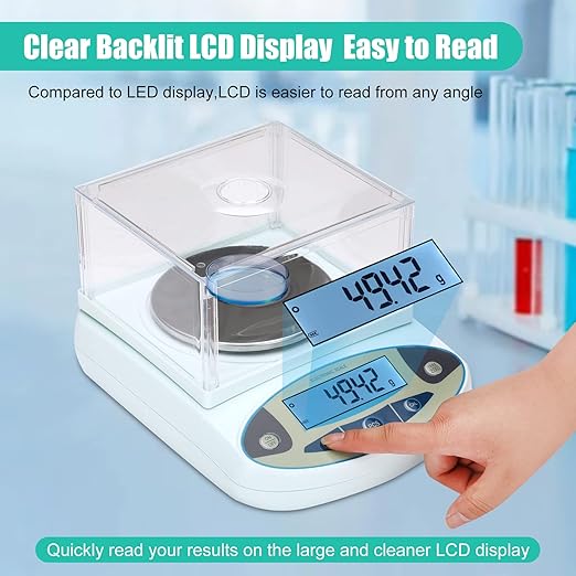 Lab Scale 3000gx0.01g,0.01g Accuracy High Precision 13 Unit Digital Analytical Balance, Electronic Laboratory Precision Gram Scale,Digital Scale with Windshield(with 500g Calibration Weight)