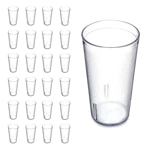 Carlisle FoodService Products Restaurant Plastic Cups Reusable - 24 Cups Set, Pebble Textured Water Tumbler Set for Home Kitchen Diner, Stackable Durable Shatter-Resistant Design - 16 Ounces
