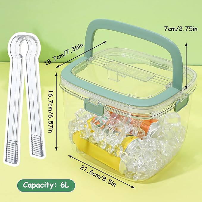 5L Ice Cube Storage Bin with Sealed Lid Ice Cube Bucket Portable Ices Bucket Container for Freezer Clear for Bar Hotel Refrigerator Containers Whiskey Wine Beers Party Outdoor 8.5*6.6*7.4in