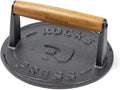 7 Inch Bacon Press, Heavy Duty Cast Iron Grill Press, 2.5 lbs Round Smash Burger Press with Wood Handle & Raised Edge, Food-Grade Griddle Press for Hamburger Bacon Seared Steak Sandwiches and Panini