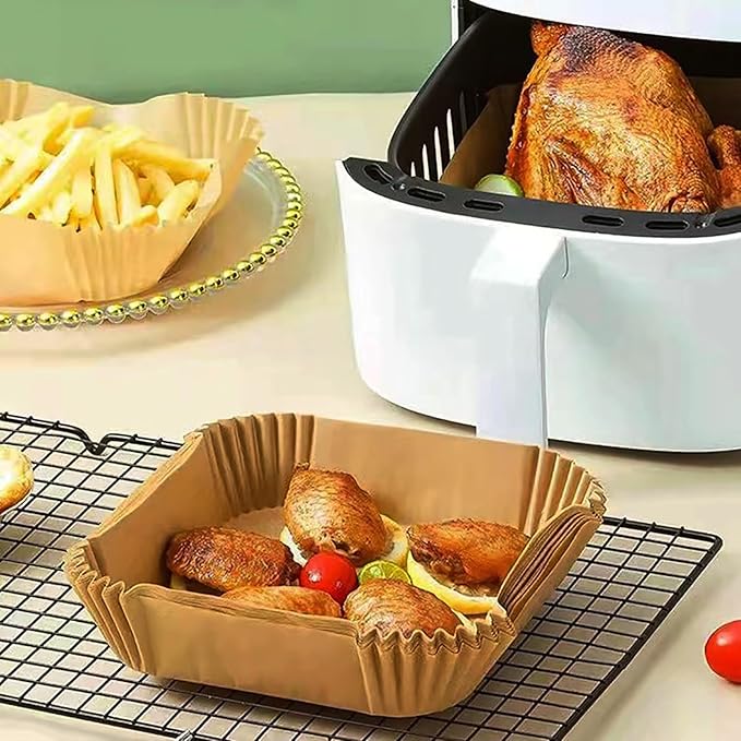 Air Fryer Liners Disposable, 400Pcs LYHOLKEER Airfryer Liners for Ninja AF141 5QT AF181 6.5 QT, Parchment Paper for Air Fryer Cosori Chefman Instant Pot 6 Qt, Non-Stick & Non-Leak & Oil-proof