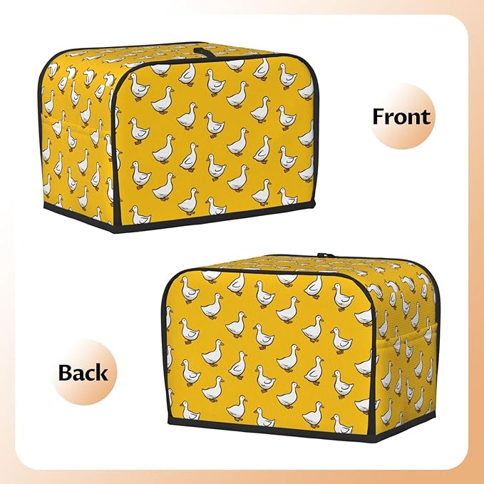 Toaster Cover 2 Slice Yellow Duck Pattern Kitchen Small Appliance Covers with Pockets Dust and Fingerprint Protection