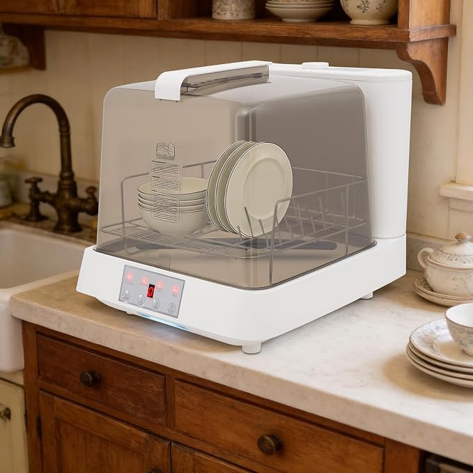 Countertop Dishwashers, 800W Portable Dishwasher Featuring with 6L(1.59G) Built-in Water Tank, 360°Rotating Spray Outlets for House,Dorm,Apartment