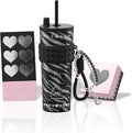 24 oz Stainless Steel Tumbler with Lid and Straw, Insulated Coffee Mug, Leak Proof, Portable Iced Travel Water Bottle, Reusable Thermal Coffee Cup Gift for Women, Black