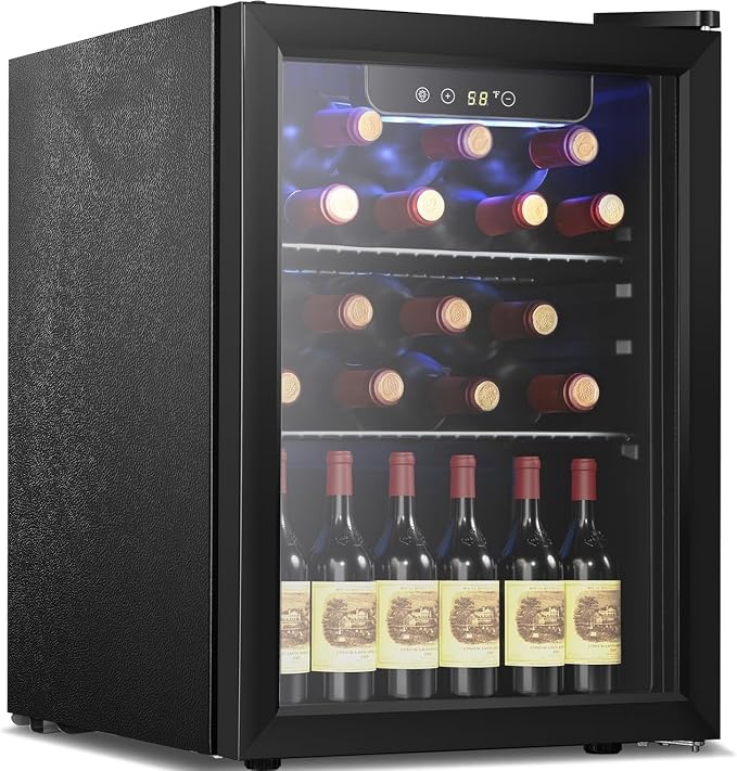 Antarctic Star Wine Cooler, Beverage Refrigerator, 16 Bottle Freestanding Quiet Wine Cellar Front Glass Door for Home and Bar, Digital Temp Control, 1.71 Cu.Ft.