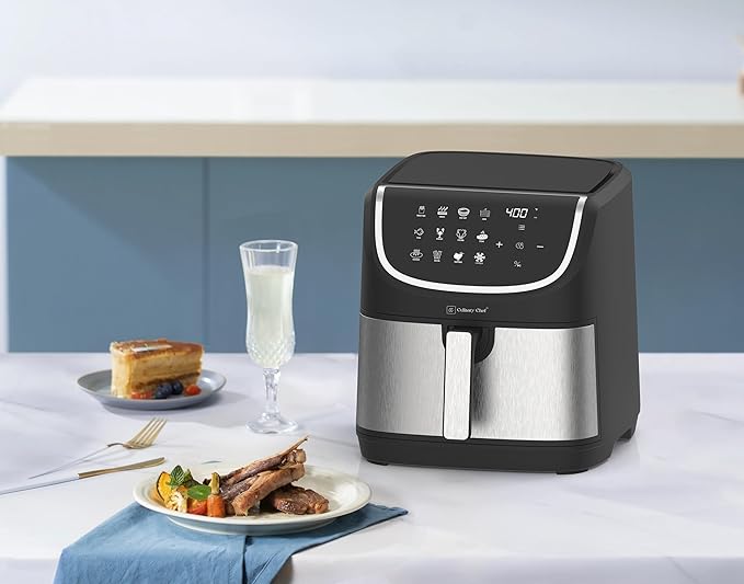 Culinary Chef 8.45-Quart Electric Air Fryer, Adjustable Temperature, Touch Panel Control, One-Touch Cook Functions, and 360° Rapid Cooking, 1700 Watt Power