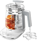 Hot Electric Kettle with Tea Infuser and Temperature Control, 1.5L Stainless Steel Tea Maker & 1200W Rapid Boiling, Programmable Control for Coffee and More, White