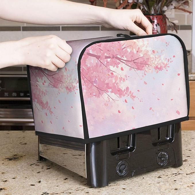 Toaster Cover 2 Slice Japanese Art Flower Cherry Blossom Kitchen Small Appliance Covers with Pockets Dust and Fingerprint Protection