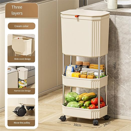 Renter Friendly Trash Bin Storage Shelf Organizers Not Need Drilling Compactly Kitchen Storage Easy Cleaning Garbage Bin Kitchen Trash Can Shelf