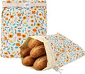 2-Pack Beeswax Bread Bags for Sourdough & Homemade Bread，Reusable Cotton Storage Bags，Extra Large Airtight Food Keeper to Keep Fresh