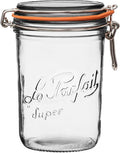 Le Parfait Super Terrine 1L (32oz) Zero Waste Eco-Friendly Glass Canning Jar, Airtight Rubber Seal & Wire Bail Lid, BPA-Free, Water Bath Safe for Food Storage & Preserving, Made in France