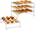 LIANYU Cooling Rack 15"x10", 4-Tier Stackable & Collapsible Stainless Steel Baking Wire Racks for Cooking, Baking, Roasting, Drying, Oven & Dishwasher Safe, Silver