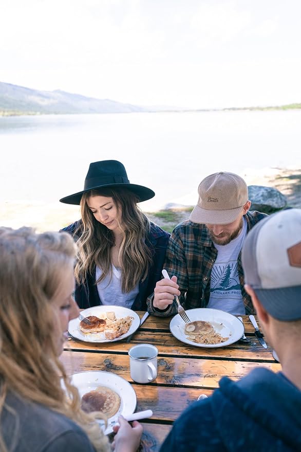 Stansport Deluxe 24-Piece Enamel Tableware Set - Enamel Plates and Bowls Lightweight and Durable Camp Dish Set for Camping and Backpacking Plates and Bowls for 4 People