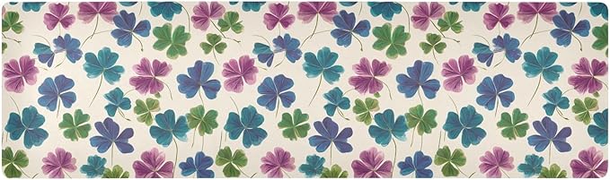 2-in-1 Table Runner Trivet for Hot Dishes Heat Resistant Hot Plate Mat Pad 39x12 Inch Waterproof Table Protector Trivets for Countertop Decorative Beige Clover Leaves