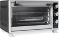 Amazon Basics 6-Slice 23-QT Toaster Oven with Built-In Air Fryer, 7-In-1 Cooking Options, 60-Min Timer & Adjustable Temperature (200°F - 450°F), With Accessories, 1500W, Stainless Steel, Silver/Gray
