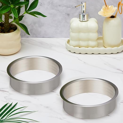 Honeydak 2 Pieces 6" (Nominal) Diameter x 2" Height 304 Polished Stainless Steel 6" x 2" Trash Grommets for Countertop Inserted Trash Kitchen Cabinet Counter Bin, Ease to Install